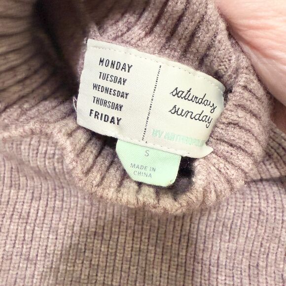 Saturday Sunday By Anthropologie Mock Neck Knit Sweater Short Set in Brown Small - Picture 6 of 6